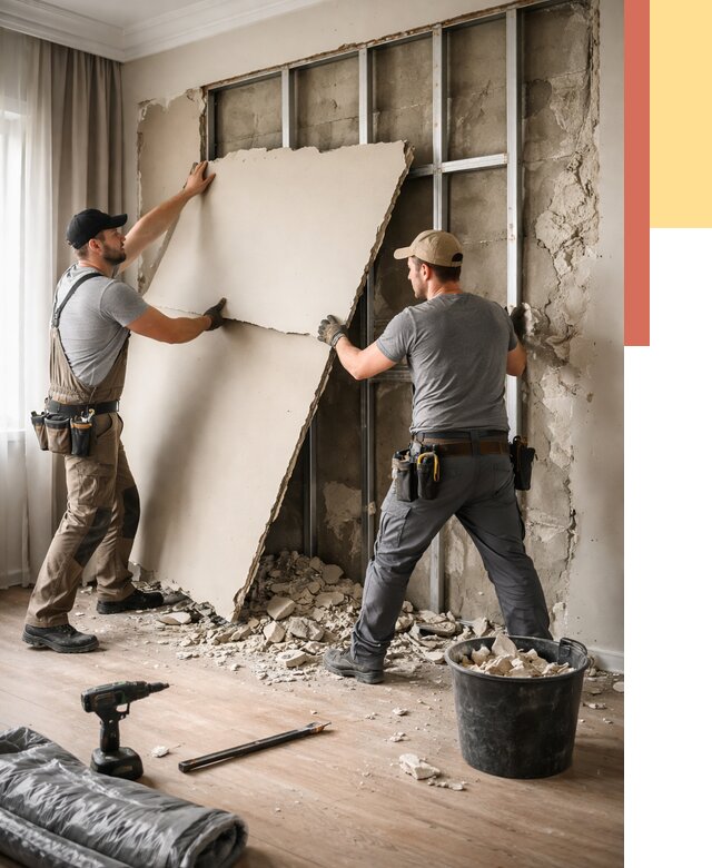 Демонтаж гипсокартона со стен в Нижнеудинске от 356 руб. — услуги демонтажа | ОТДЕЛОЧНИК-Нжк