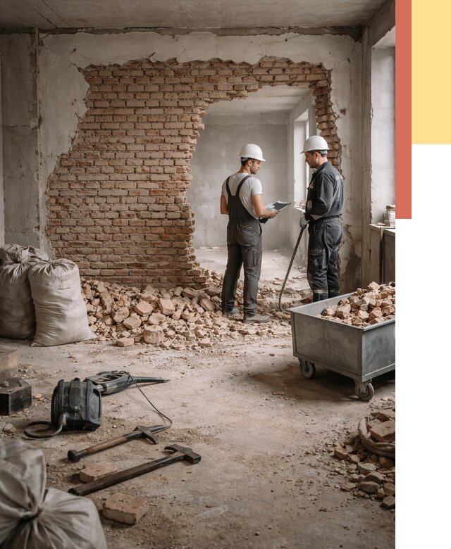 Демонтаж кирпичных стен в Нижнеудинске от 4272 руб. — быстро, недорого, под ключ | ОТДЕЛОЧНИК-Нжк