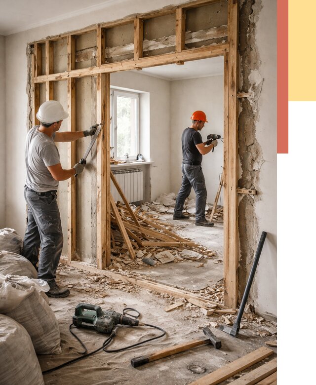 Демонтаж деревянных перегородок в Нижнеудинске от 3255 руб. — быстро и недорого | ОТДЕЛОЧНИК-Нжк