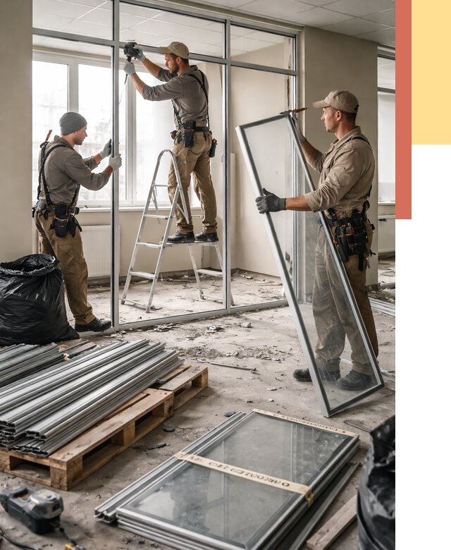 Демонтаж алюминиевых перегородок в Нижнеудинске от 4272 руб. — быстро и недорого | ОТДЕЛОЧНИК-Нжк