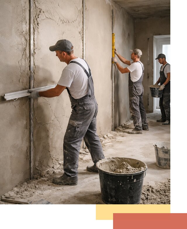 Штукатурка стен по маякам в Нижнеудинске — точная и ровная поверхность