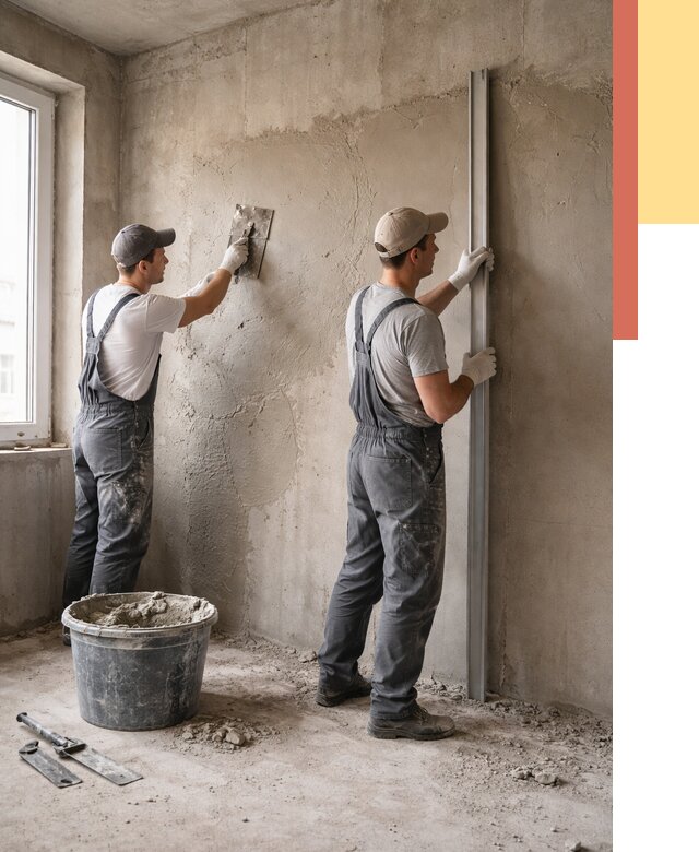 Штукатурка бетонных стен в Нижнеудинске от 4577 руб/м² — качественно и быстро | ОТДЕЛОЧНИК-Нжк