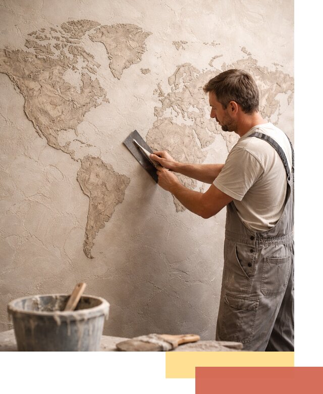 Декоративная штукатурка «Карта мира» под ключ в Нижнеудинске