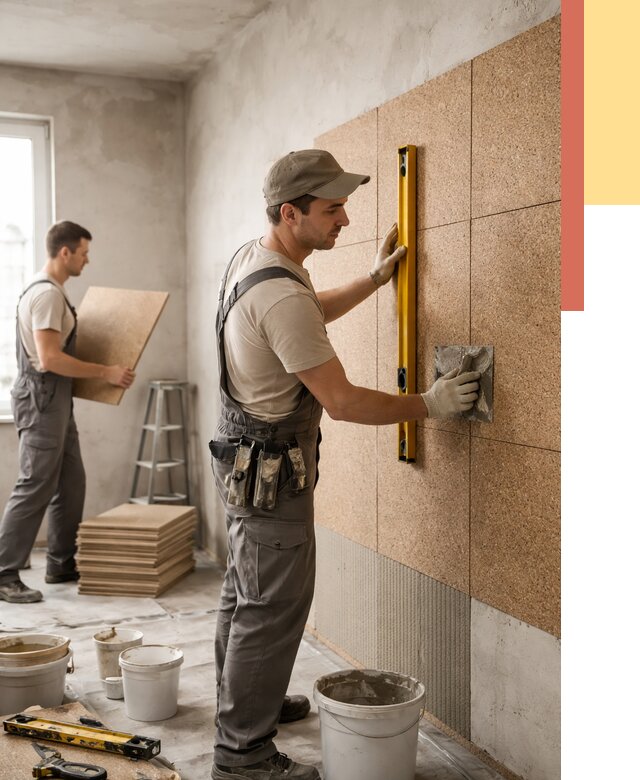 Монтаж пробковых панелей на стены в Нижнеудинске от 3560 руб. — ОТДЕЛОЧНИК-Нжк