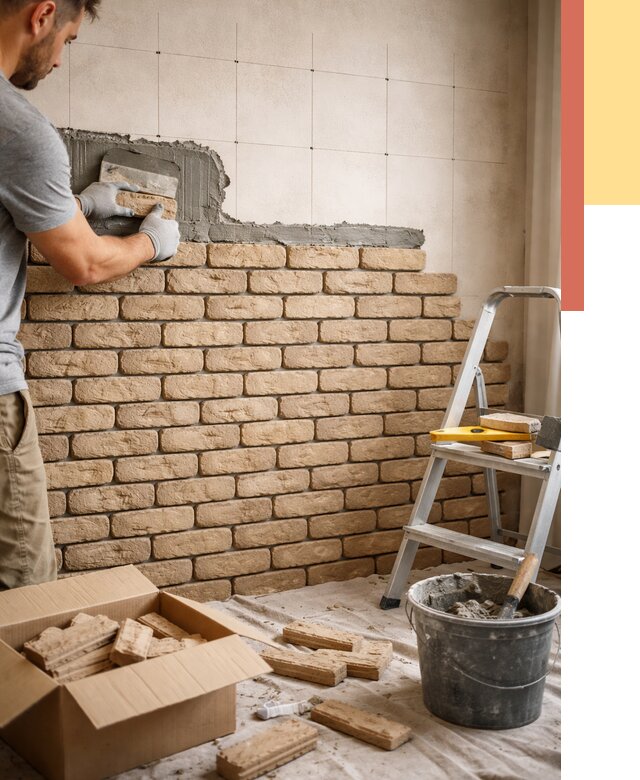 Монтаж декоративного кирпича в Нижнеудинске от 3255 руб./м² — быстро и недорого | ОТДЕЛОЧНИК-Нжк