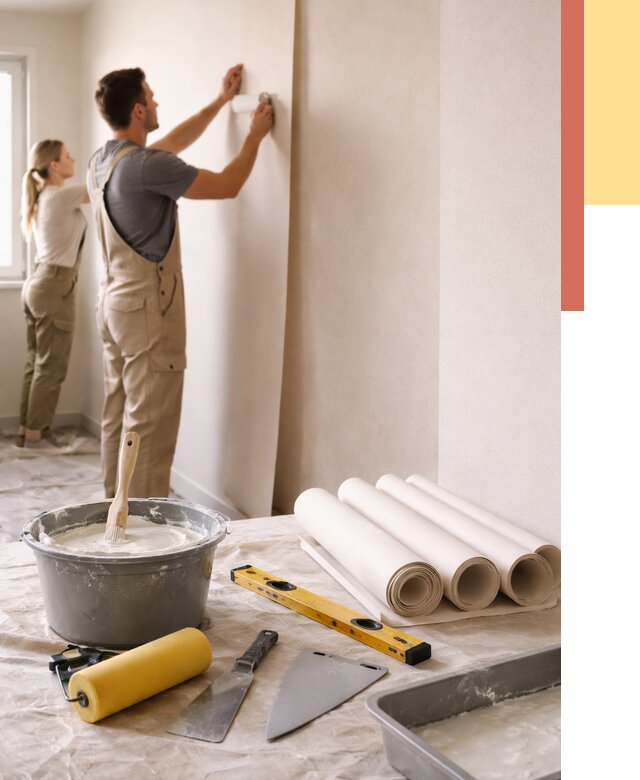 Поклейка бумажных обоев в Нижнеудинске от 5594 руб./м2 — быстро и недорого | ОТДЕЛОЧНИК-Нжк