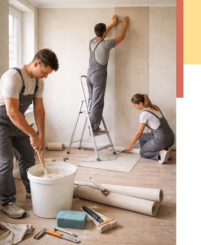 Оклейка стен обоями в Нижнеудинске от 3560 руб/м2 — быстро и недорого | ОТДЕЛОЧНИК-Нжк