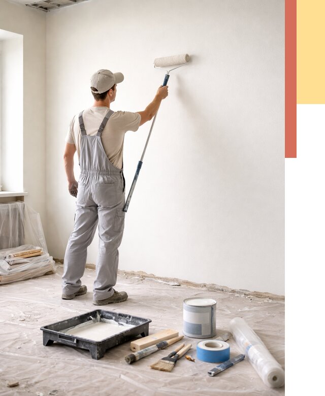 Покраска стен водоэмульсионной краской в Нижнеудинске от 458 руб. за м² | ОТДЕЛОЧНИК-Нжк