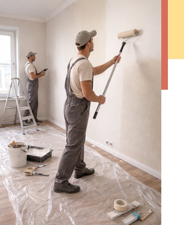 Покраска стен акриловой краской в Нижнеудинске от 3560 руб./м² — быстро и недорого | ОТДЕЛОЧНИК-Нжк