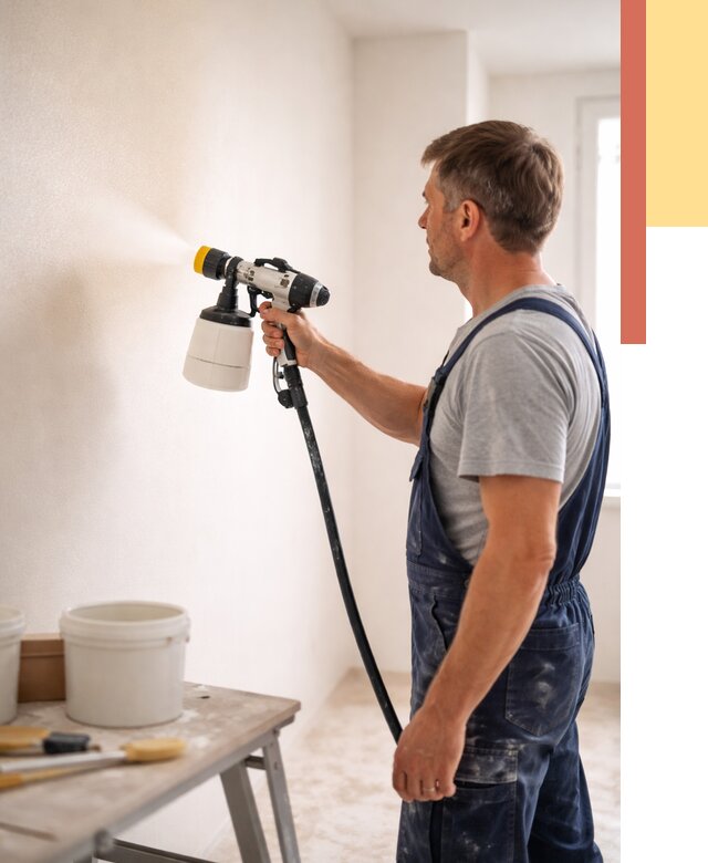 Покраска стен краскопультом в Нижнеудинске от 7628 руб. — механизированная покраска | ОТДЕЛОЧНИК-Нжк