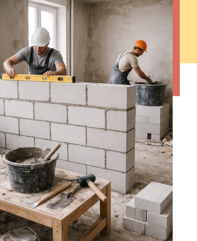 Кладка перегородок из газобетона в Нижнеудинске от 3255 руб. под ключ | ОТДЕЛОЧНИК-Нжк