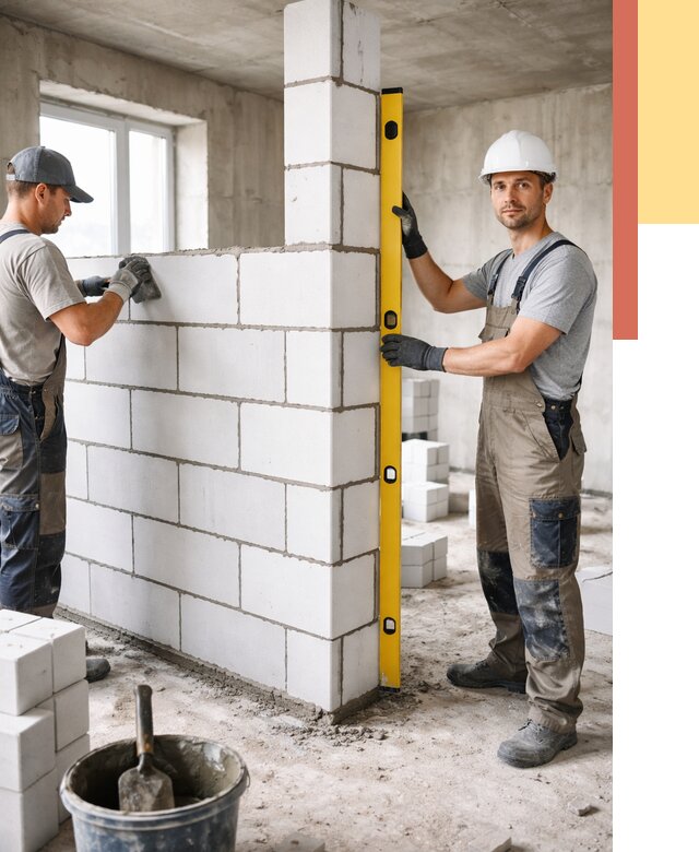 Кладка перегородок из пеноблока в Нижнеудинске от 1831 руб. под ключ | ОТДЕЛОЧНИК-Нжк