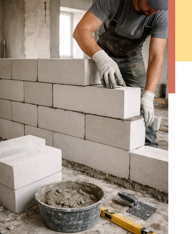 Кладка перегородок из силикатного блока в Нижнеудинске от 4068 руб. под ключ | ОТДЕЛОЧНИК-Нжк