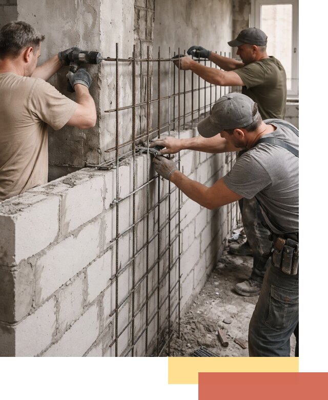 Армирование кладки перегородок в Нижнеудинске профессионально и надёжно