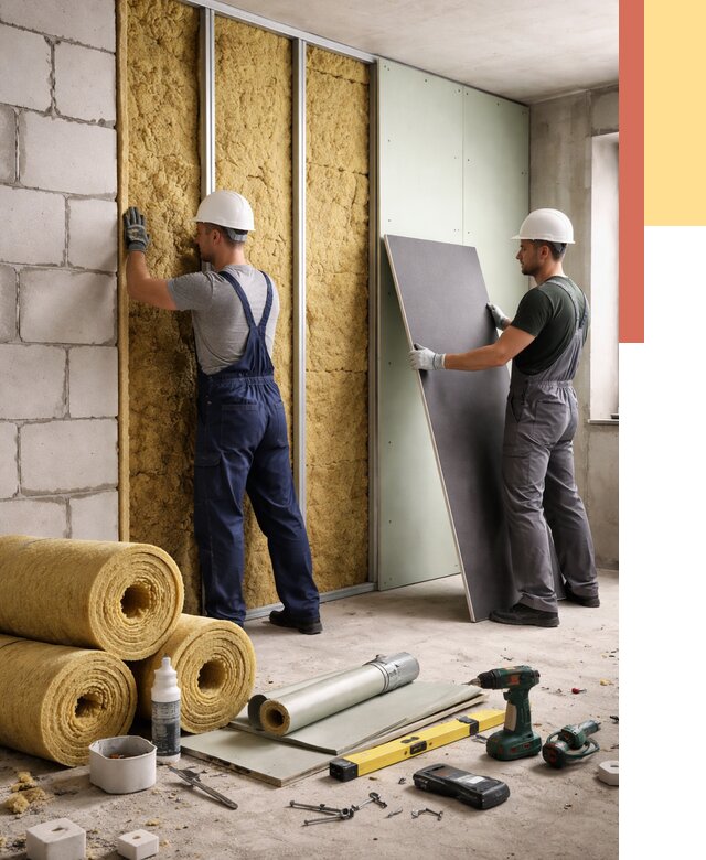 Шумоизоляция перегородок из блоков в Нижнеудинске от 1882 руб./м² — быстро и недорого | ОТДЕЛОЧНИК-Нжк