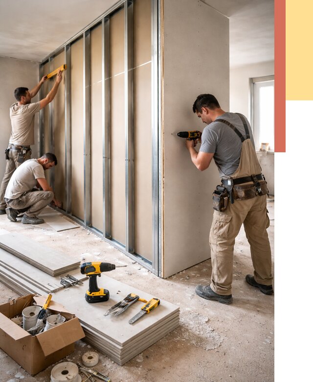 Монтаж однослойной перегородки из гипсокартона в Нижнеудинске от 661 руб. | ОТДЕЛОЧНИК-Нжк