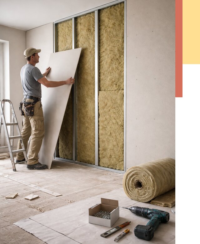 Перегородка из гипсокартона с шумоизоляцией в Нижнеудинске от 3173 руб. | ОТДЕЛОЧНИК-Нжк