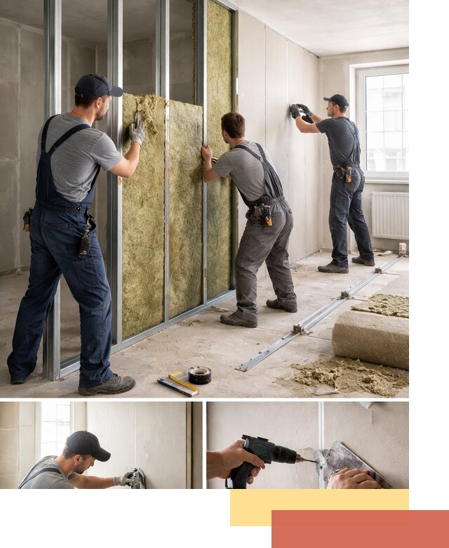 Перегородка из гипсокартона с шумоизоляцией в Нижнеудинске — монтаж под ключ