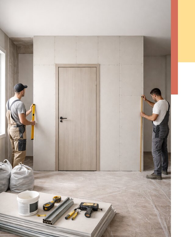 Перегородка из гипсокартона с дверью в Нижнеудинске от 4577 руб. под ключ | ОТДЕЛОЧНИК-Нжк