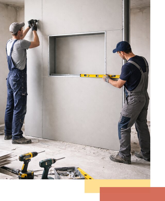 Перегородка из гипсокартона с нишей под декор в Нижнеудинске