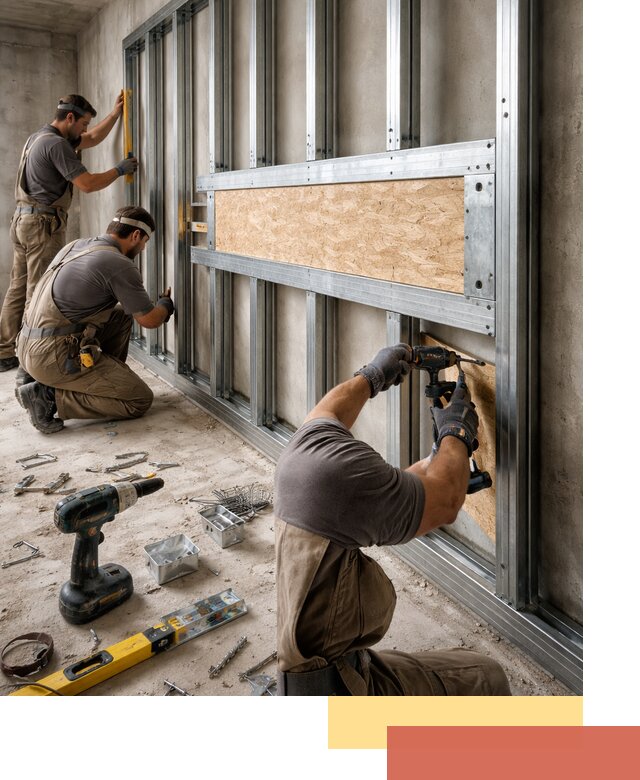 Усиленная перегородка для крепления тяжёлых конструкций в Нижнеудинске