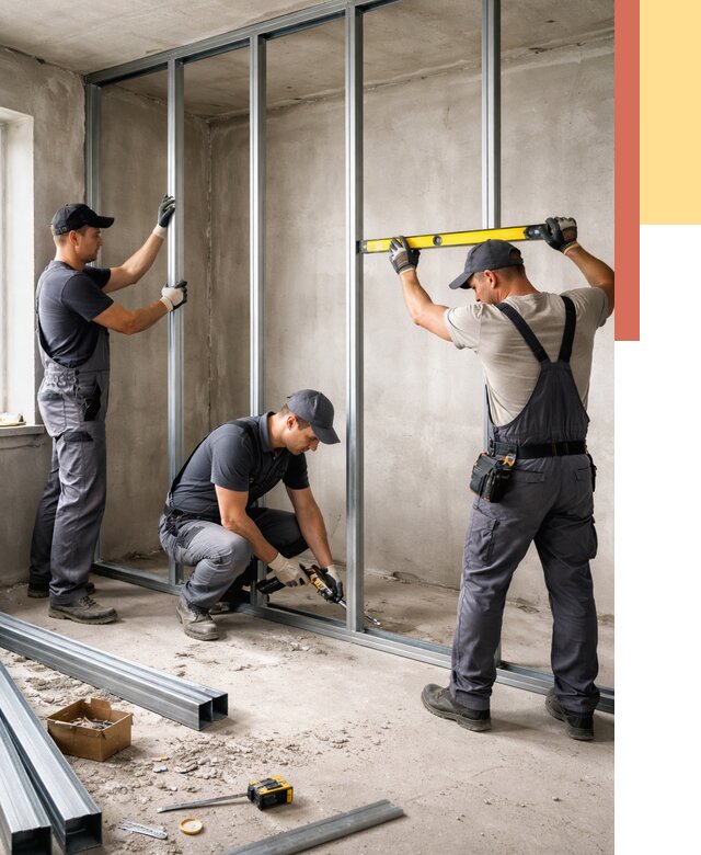 Монтаж каркаса перегородки из профиля в Нижнеудинске от 763 руб. | ОТДЕЛОЧНИК-Нжк