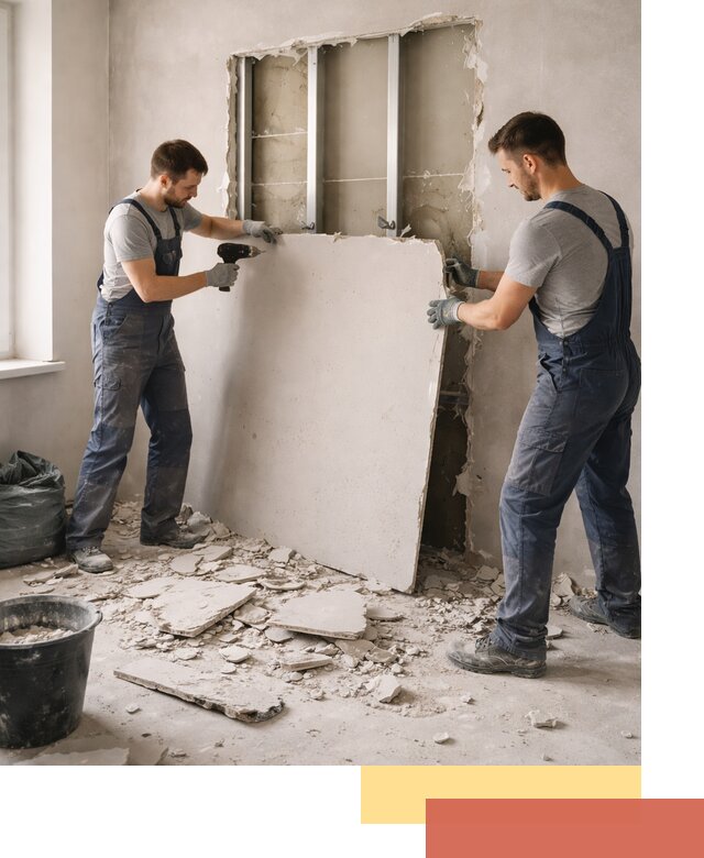 Демонтаж перегородки из гипсокартона в Нижнеудинске быстрый и аккуратный