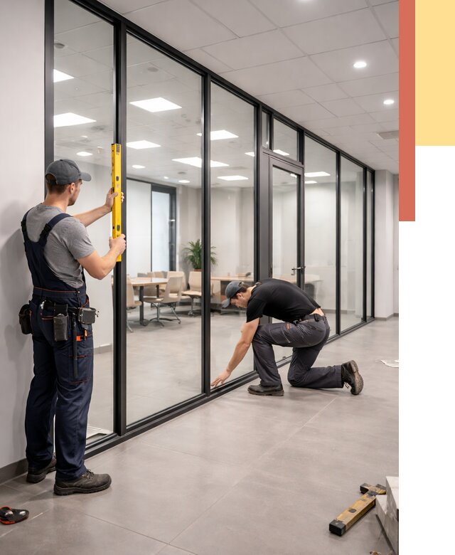 Каркасные стеклянные перегородки в Нижнеудинске под ключ от 9357 руб. | ОТДЕЛОЧНИК-Нжк