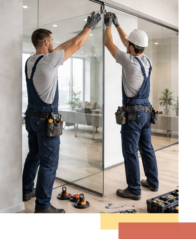 Безрамные стеклянные перегородки под ключ в Нижнеудинске