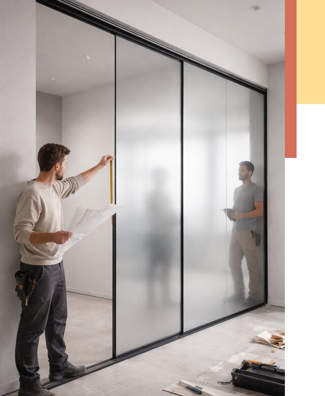 Матовые стеклянные перегородки в Нижнеудинске от 8645 руб. — монтаж и установка | ОТДЕЛОЧНИК-Нжк