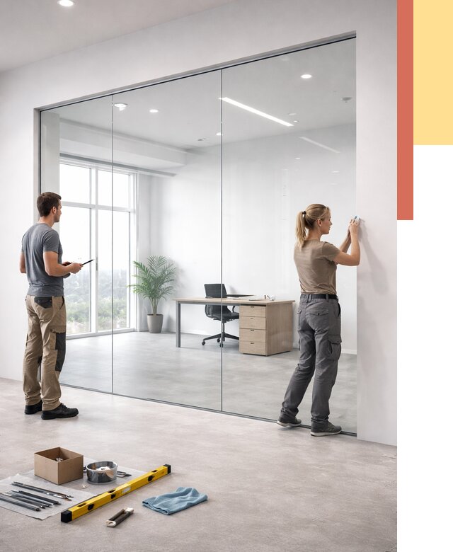 Перегородки из закаленного стекла в Нижнеудинске от 9662 руб. под ключ | ОТДЕЛОЧНИК-Нжк