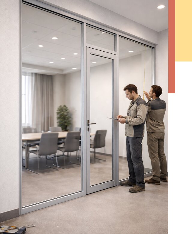 Установка и монтаж алюминиевых перегородок со стеклом в Нижнеудинске от 8340 руб. | ОТДЕЛОЧНИК-Нжк