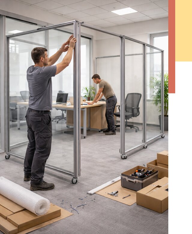 Мобильные офисные перегородки в Нижнеудинске от 12714 руб. — установка под ключ | ОТДЕЛОЧНИК-Нжк