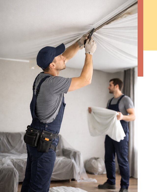 Демонтаж натяжного потолка в Нижнеудинске от 4577 руб. — снятие и разбор под ключ | ОТДЕЛОЧНИК-Нжк