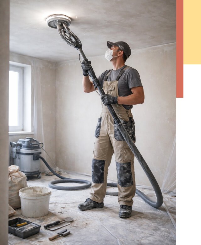 Шлифовка потолка в Нижнеудинске от 3560 руб. — услуги шлифования потолка | ОТДЕЛОЧНИК-Нжк