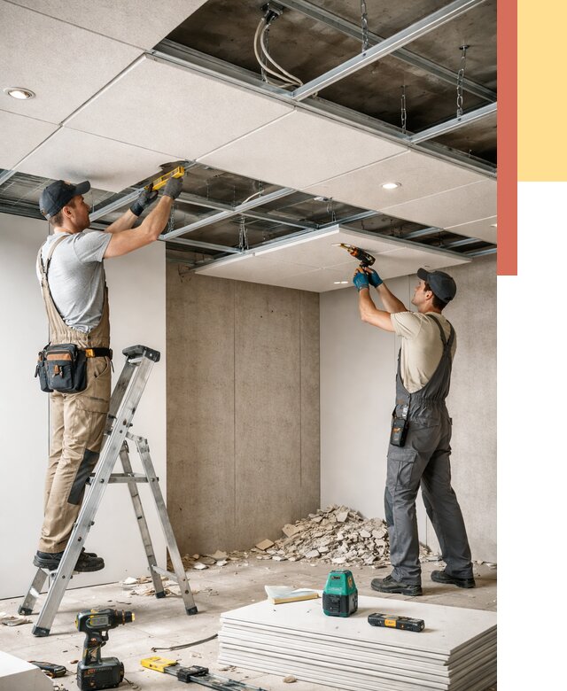 Монтаж акустического потолка в Нижнеудинске от 6611 руб/м2 — быстро и недорого | ОТДЕЛОЧНИК-Нжк