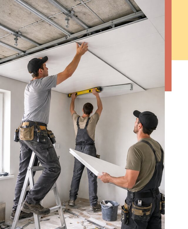 Монтаж потолка из ПВХ панелей в Нижнеудинске от 3560 руб./м2 — быстро и недорого | ОТДЕЛОЧНИК-Нжк