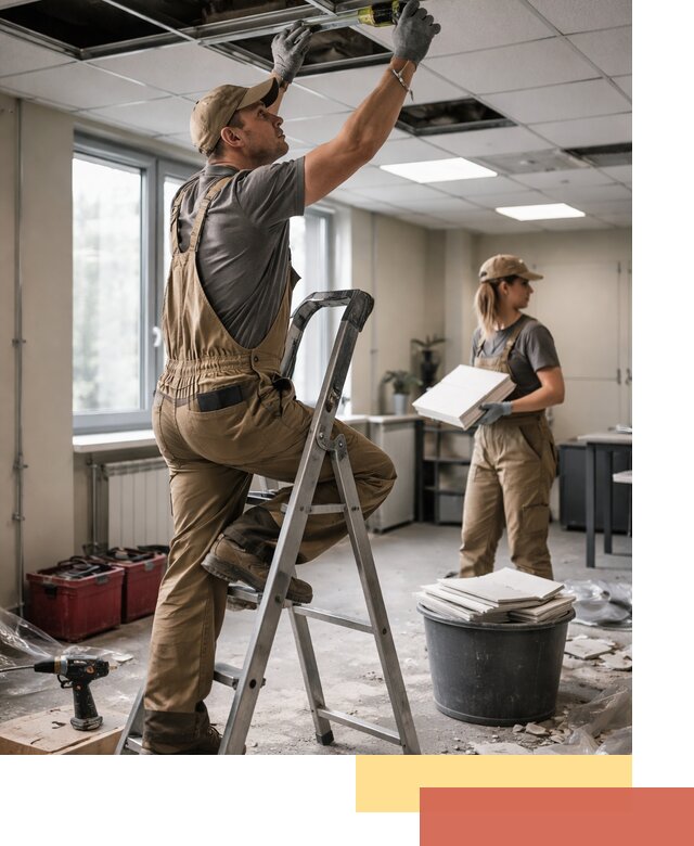 Ремонт потолка Армстронг и замена плит в Нижнеудинске