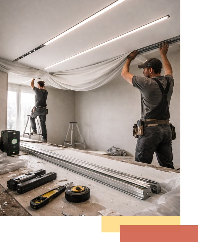 Монтаж натяжных потолков со световыми линиями в Нижнеудинске