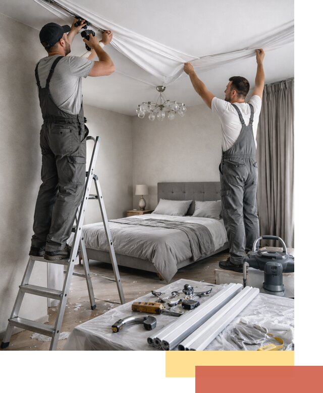 Монтаж натяжного потолка в спальне в Нижнеудинске