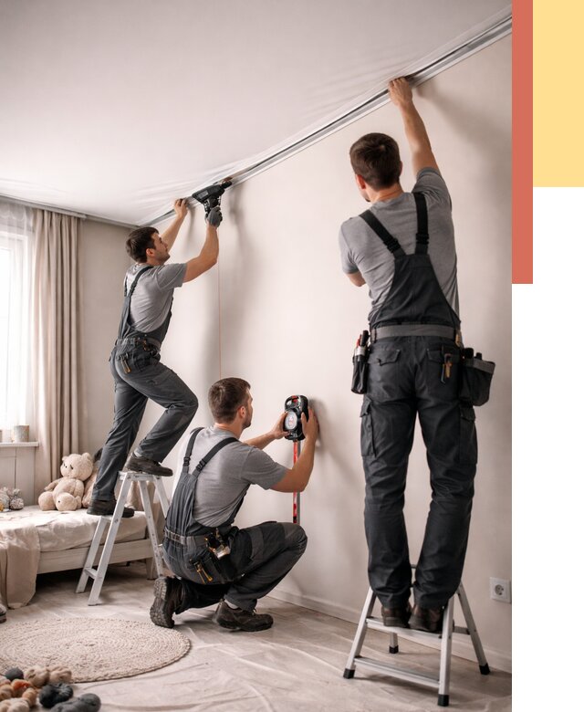 Монтаж натяжного потолка в детской в Нижнеудинске от 3560 руб. — быстро и недорого | ОТДЕЛОЧНИК-Нжк