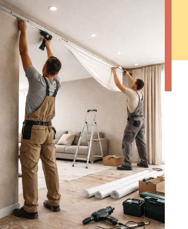 Монтаж натяжного потолка в гостиной в Нижнеудинске от 559 руб. | ОТДЕЛОЧНИК-Нжк