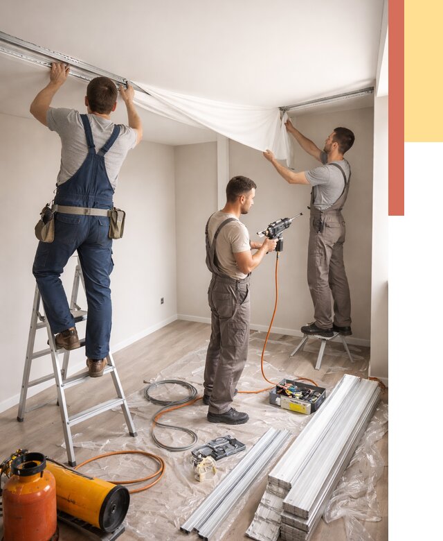 Монтаж натяжного потолка в студии в Нижнеудинске от 5594 руб. — быстро и недорого | ОТДЕЛОЧНИК-Нжк