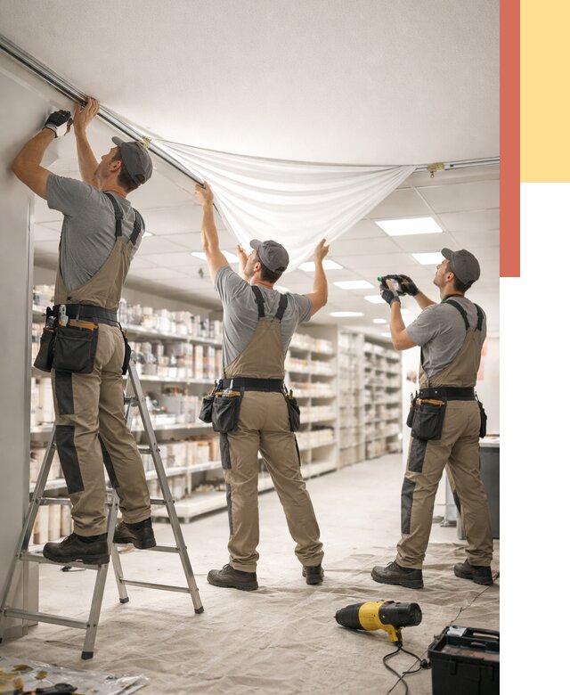 Монтаж натяжного потолка в магазине в Нижнеудинске от 4577 руб. быстро и недорого | ОТДЕЛОЧНИК-Нжк