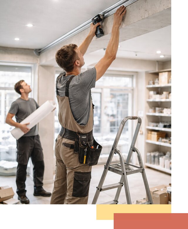 Монтаж натяжных потолков в магазине в Нижнеудинске