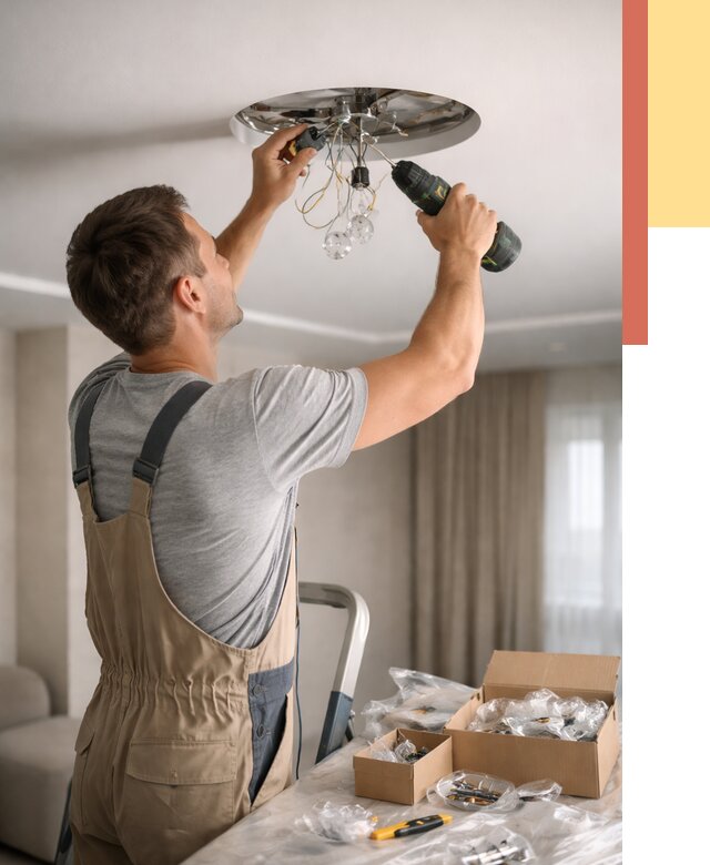 Установка люстры в натяжной потолок в Нижнеудинске от 1221 руб. | Быстро и недорого — ОТДЕЛОЧНИК-Нжк