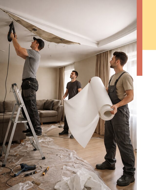 Замена полотна натяжного потолка в Нижнеудинске от 9662 руб. быстро и недорого | ОТДЕЛОЧНИК-Нжк