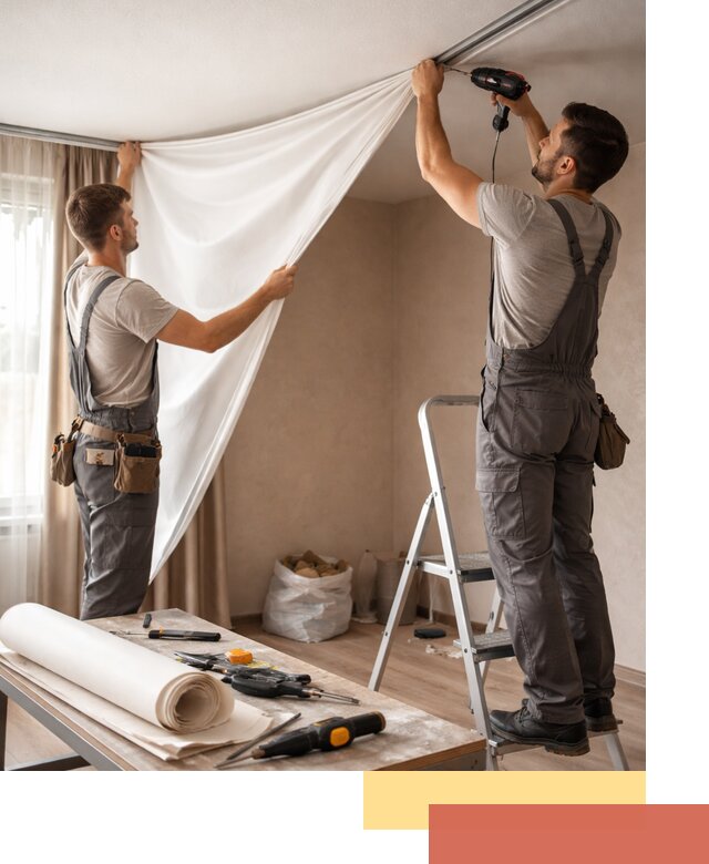 Замена полотна натяжного потолка в Нижнеудинске быстро и качественно