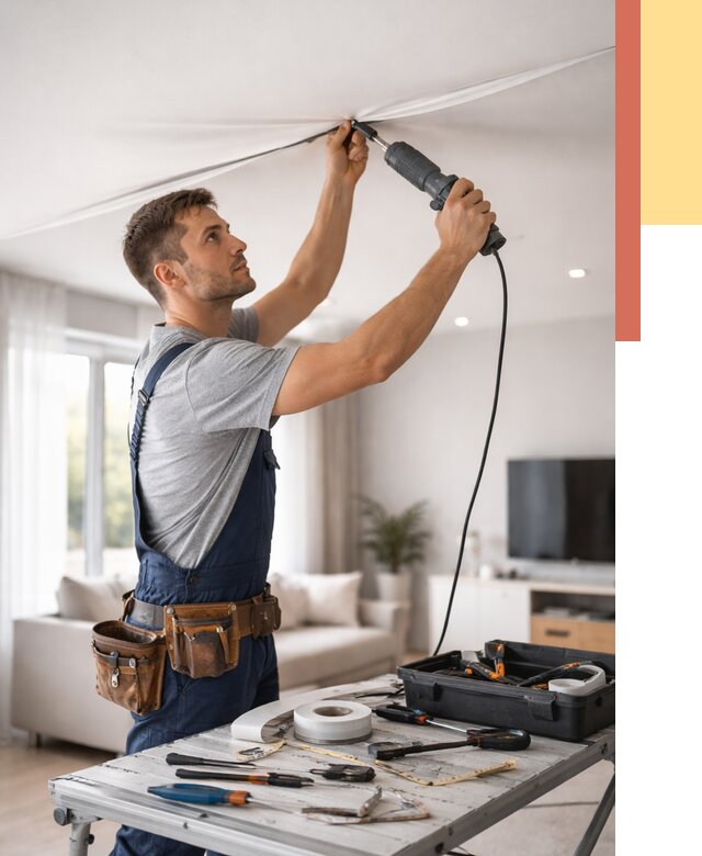 Ремонт натяжных потолков в Нижнеудинске от 9662 руб. под ключ — ОТДЕЛОЧНИК-Нжк