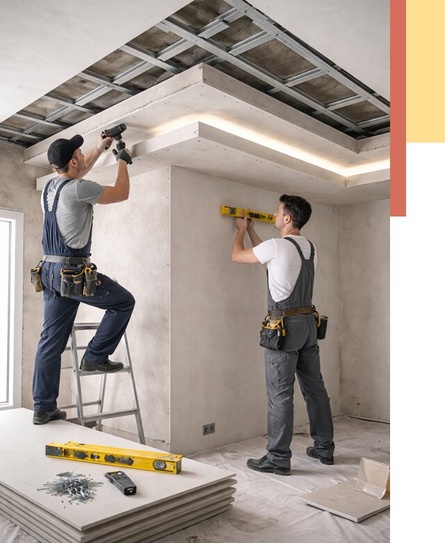 Двухуровневый потолок из гипсокартона в Нижнеудинске от 1475 руб. под ключ | ОТДЕЛОЧНИК-Нжк